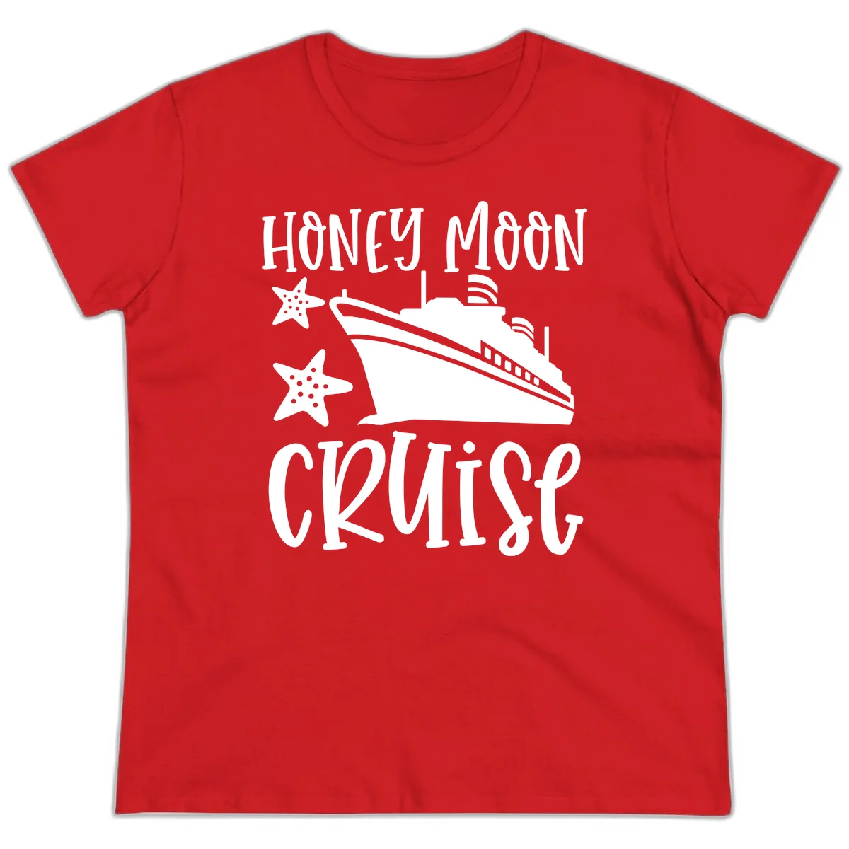 Honey Moon Cruise Ladies Tee in Red