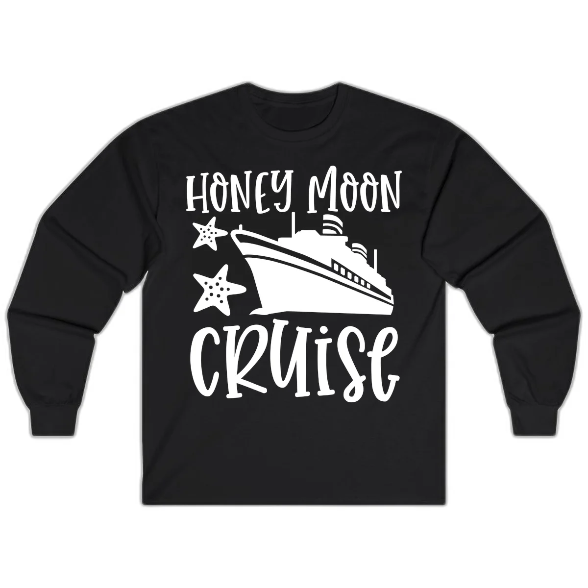 Honey Moon Cruise Long Sleeve Tee in Black
