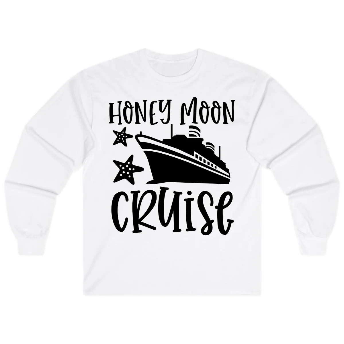 Honey Moon Cruise Long Sleeve Tee in White