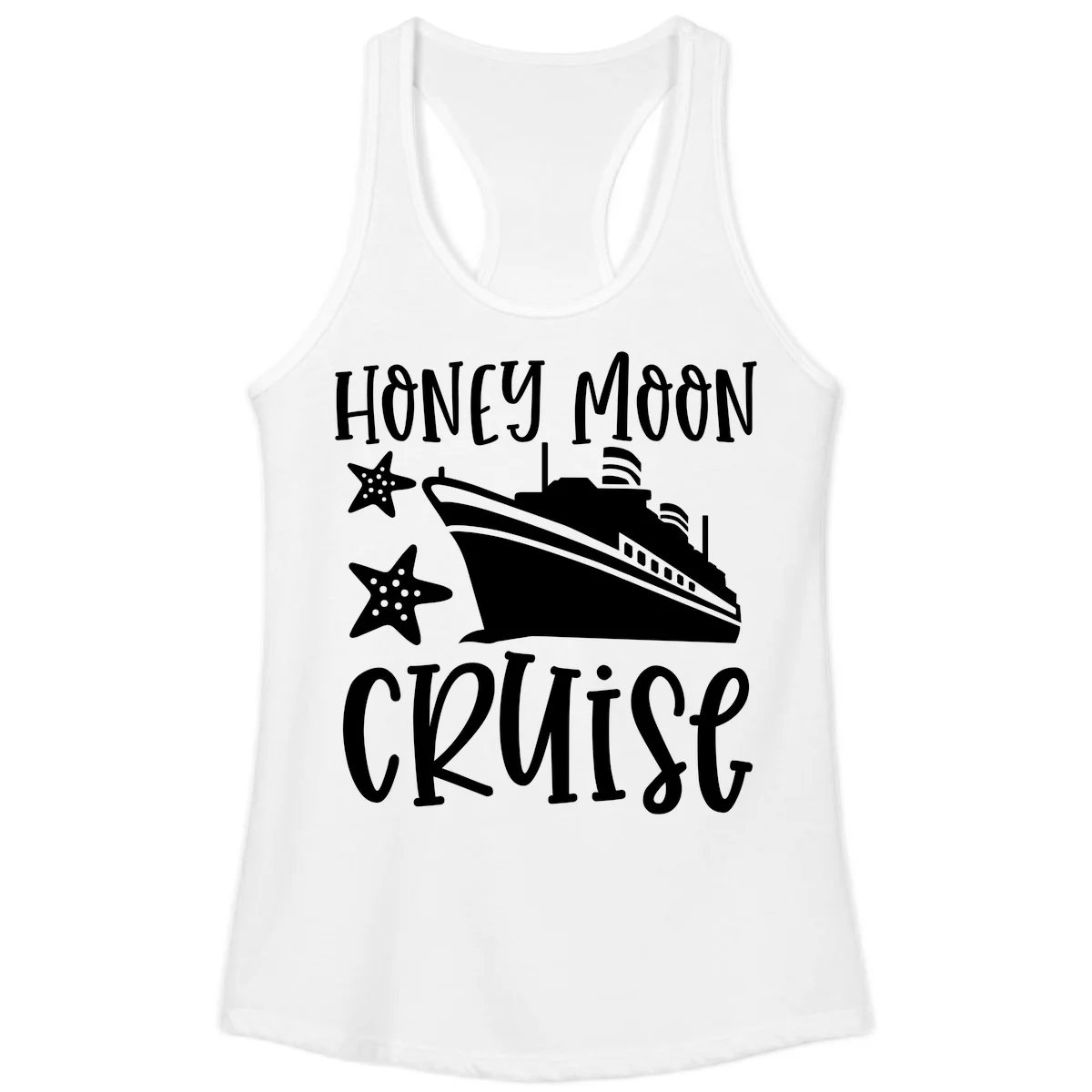 Honey Moon Cruise Ladies Tank in White