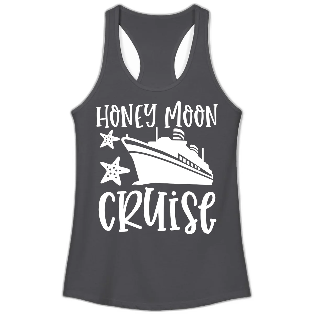 Honey Moon Cruise Ladies Tank in Solid Dark Gray