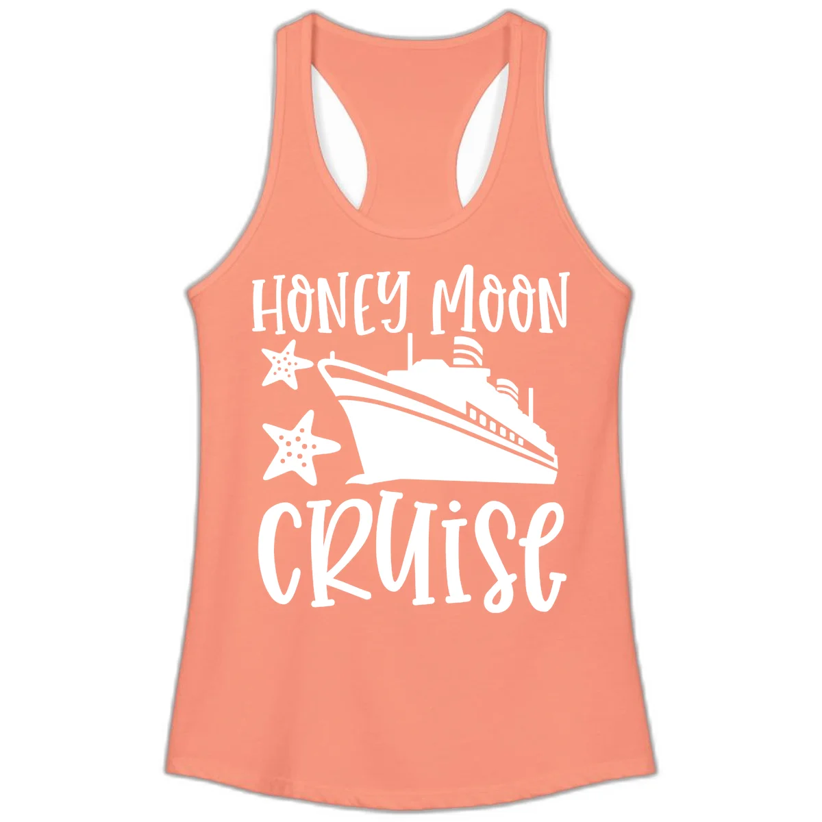 Honey Moon Cruise Ladies Tank in Solid Light Orange