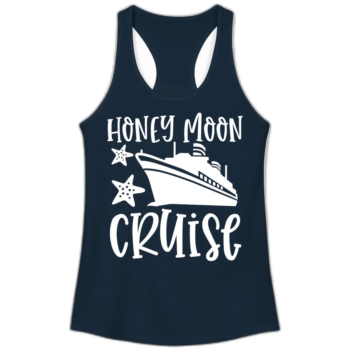 Honey Moon Cruise Ladies Tank in Solid Midnight Navy