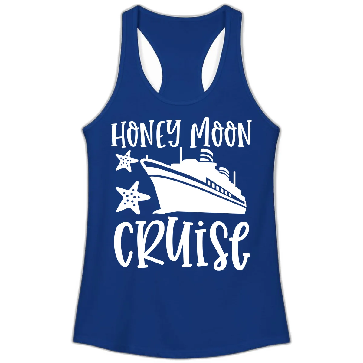 Honey Moon Cruise Ladies Tank in Solid Royal