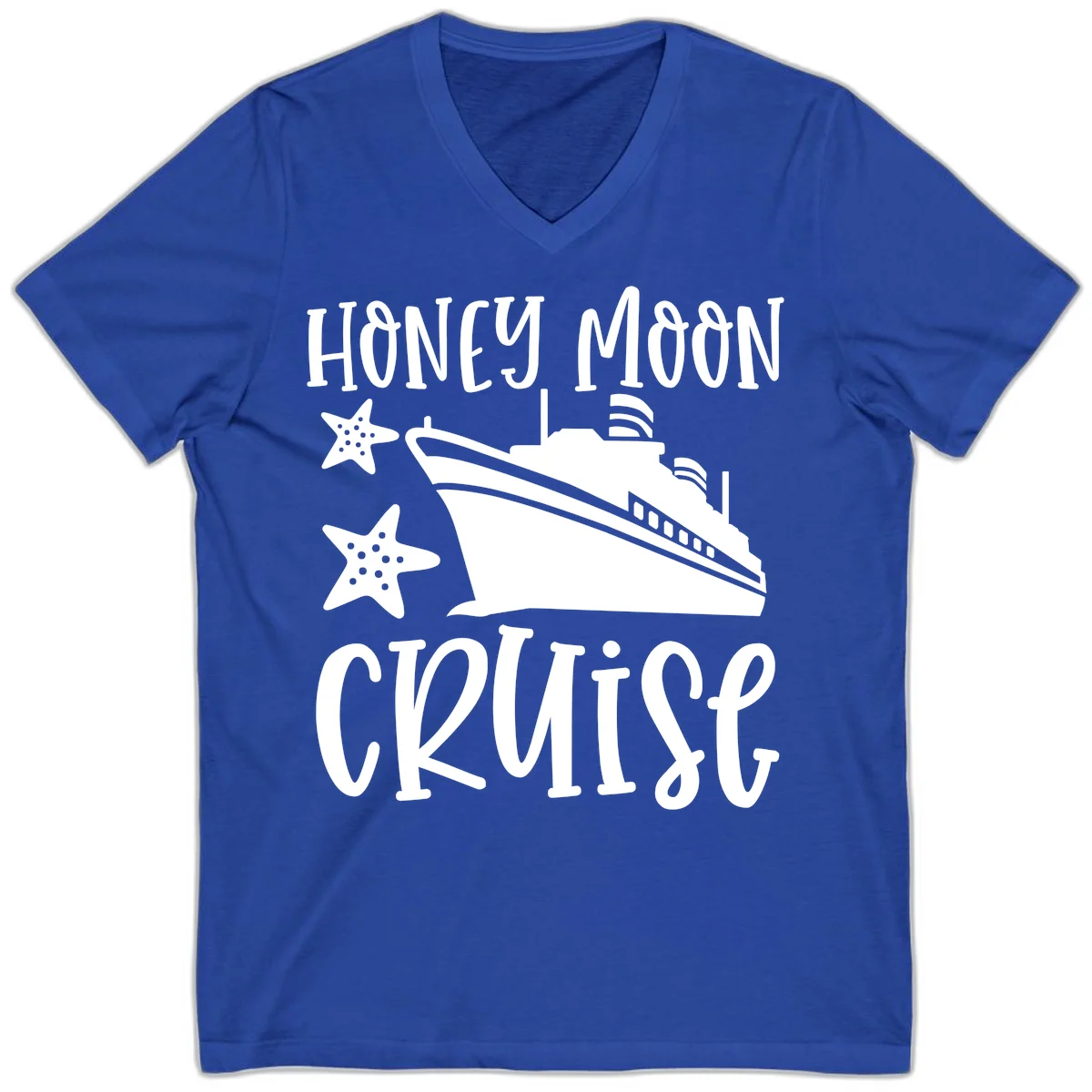 Honey Moon Cruise V-Neck Tee in True Royal