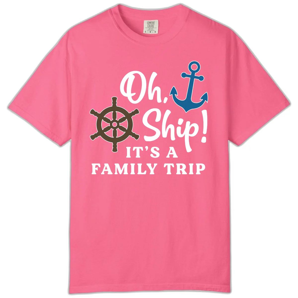 Oh Ship It's A Family Trip Comfort Color Tee in Crunchberry
