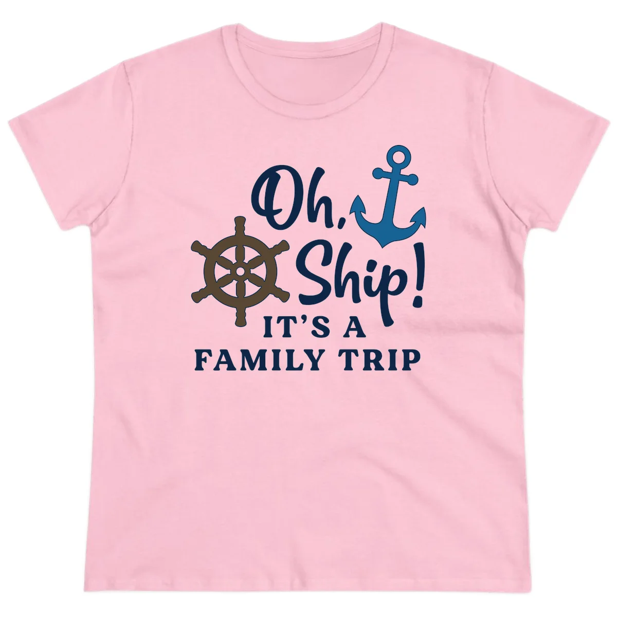 Oh Ship It's A Family Trip Ladies Tee in Light Pink