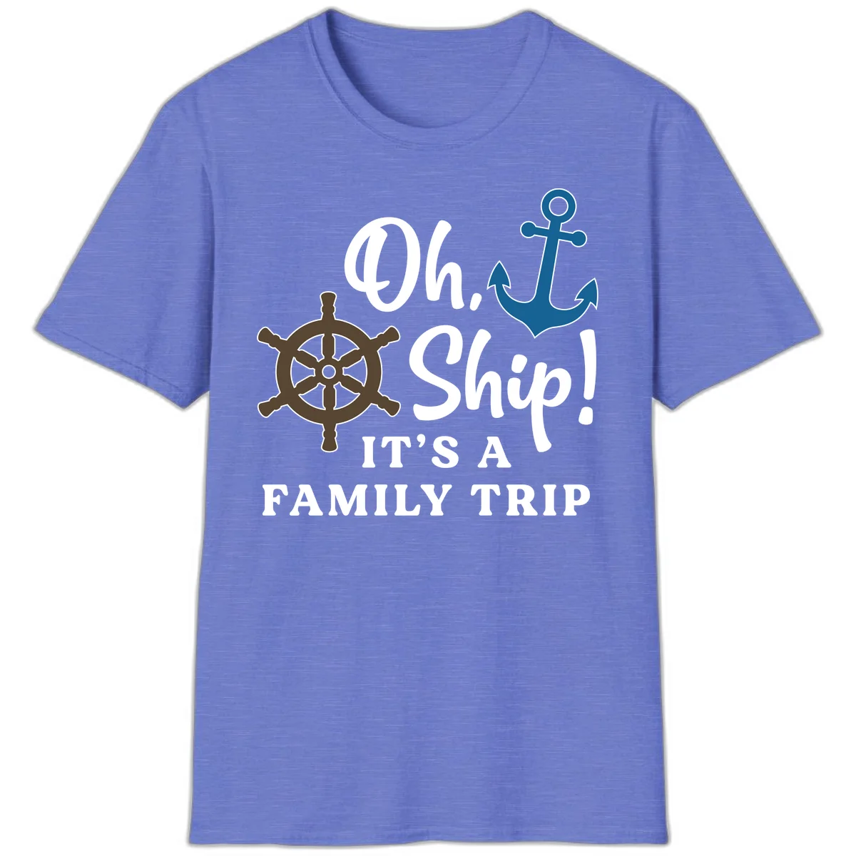 Oh Ship It's A Family Trip T-Shirt in Heather Royal
