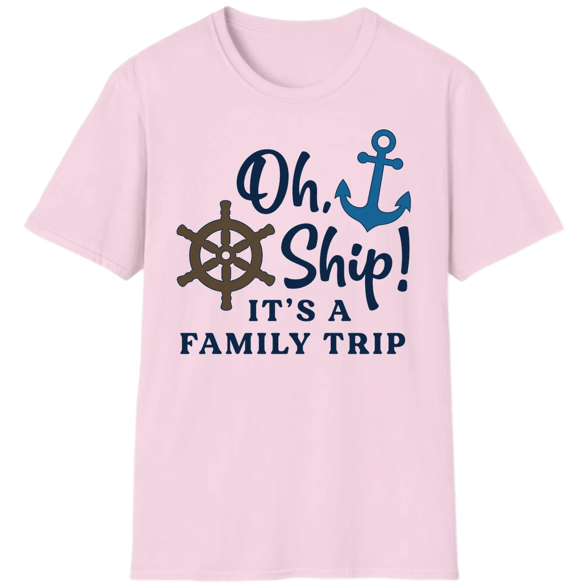 Oh Ship It's A Family Trip T-Shirt in Light Pink