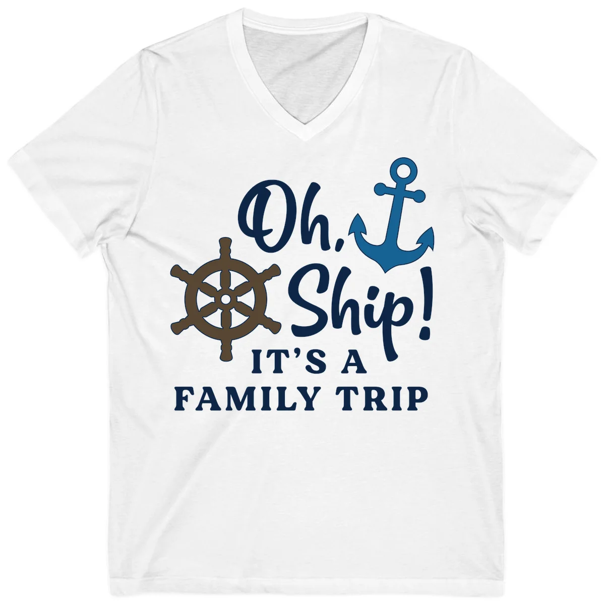 Oh Ship It's A Family Trip V-Neck in White