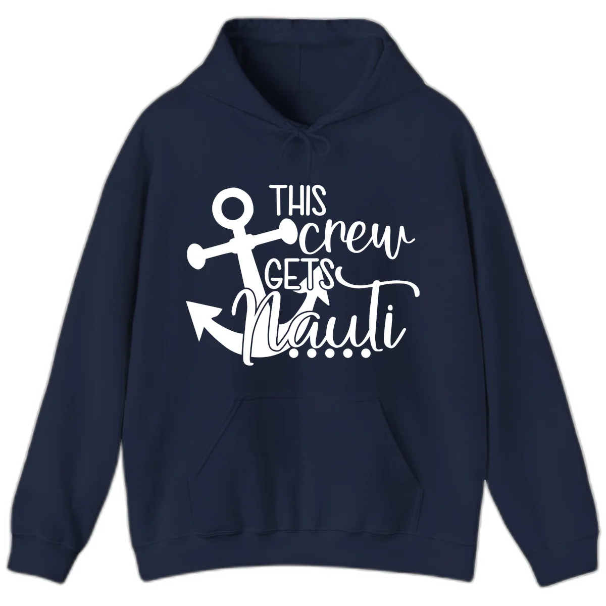 This Crew Gets Lit Anchor Design Hoodie in Navy