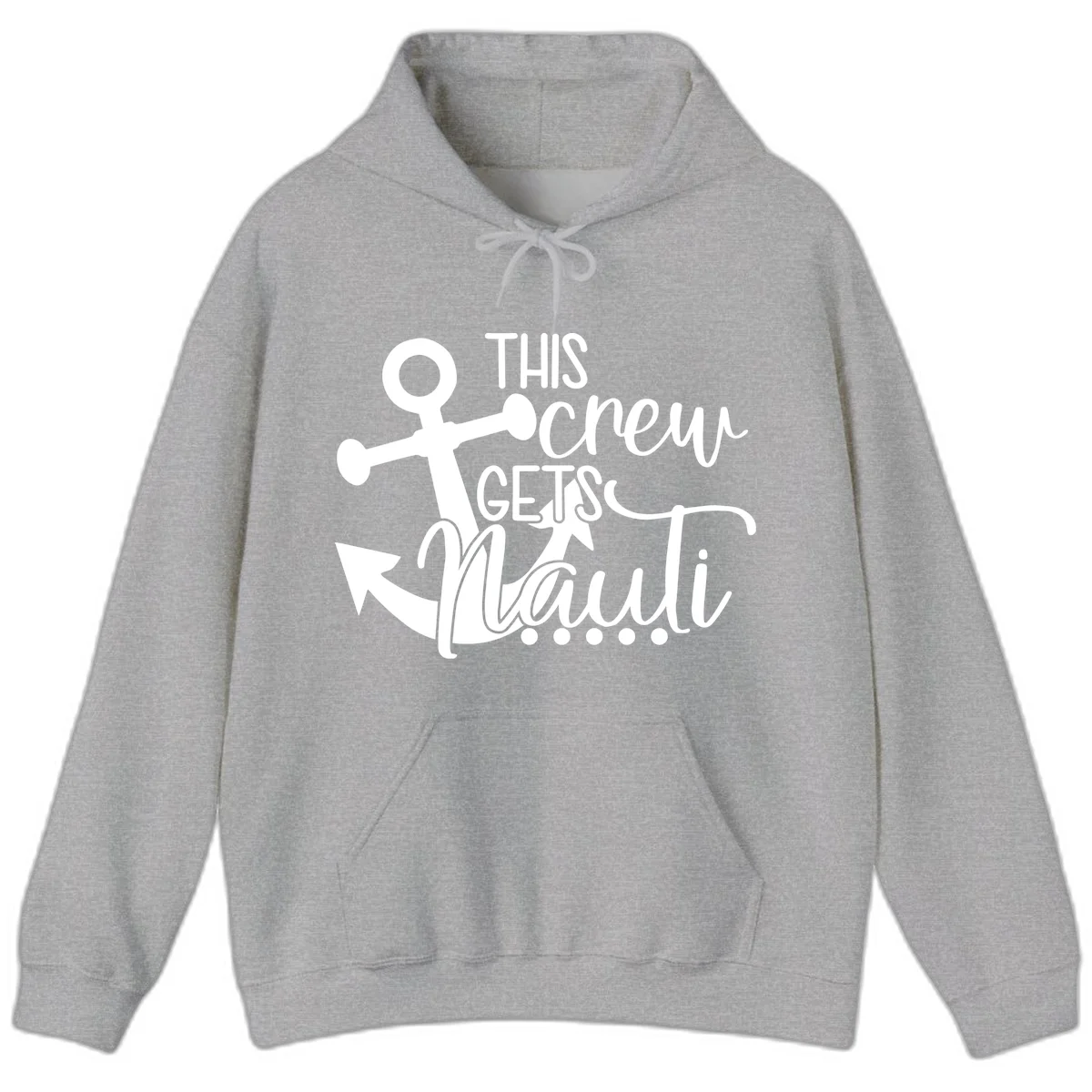 This Crew Gets Lit Anchor Design Hoodie in Sport Grey