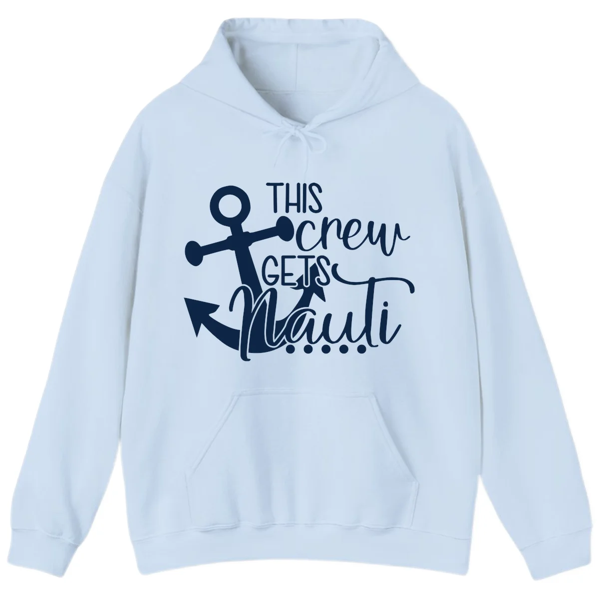 This Crew Gets Lit Anchor Design Hoodie in Light Blue
