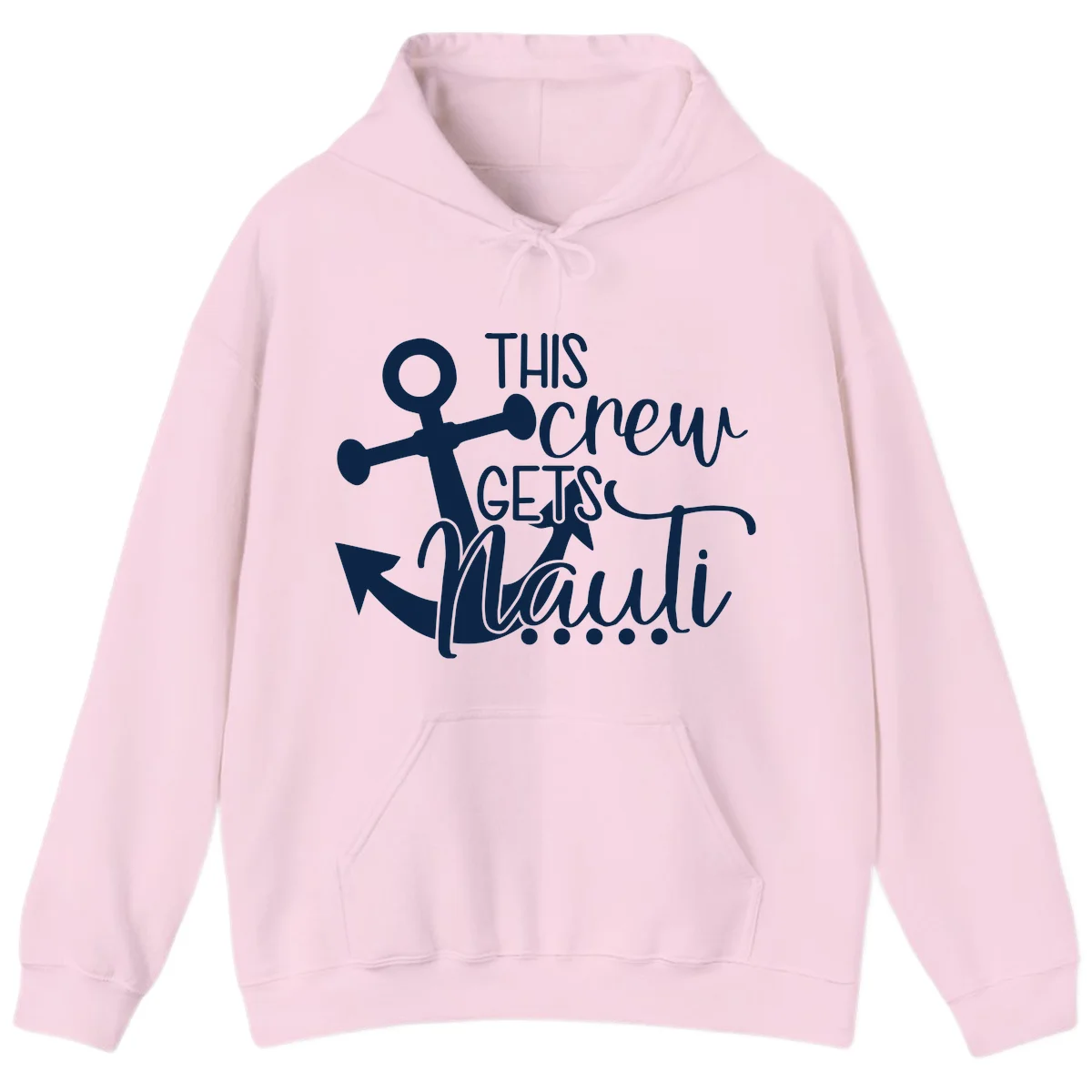 This Crew Gets Lit Anchor Design Hoodie in Light Pink