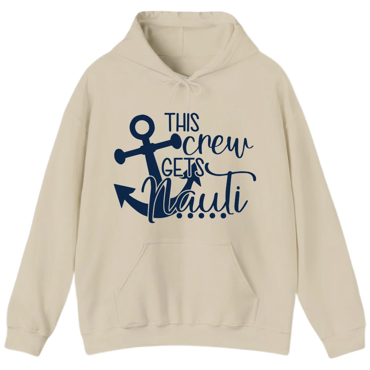 This Crew Gets Lit Anchor Design Hoodie in Sand