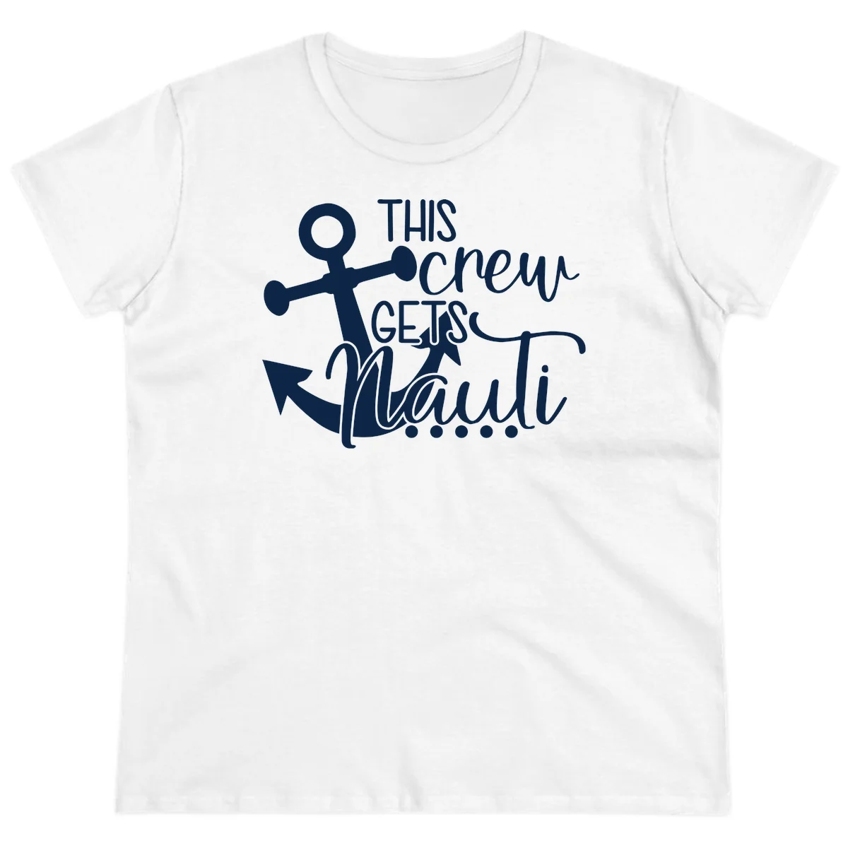 This Crew Gets Lit Anchor Design Ladies Tee in White