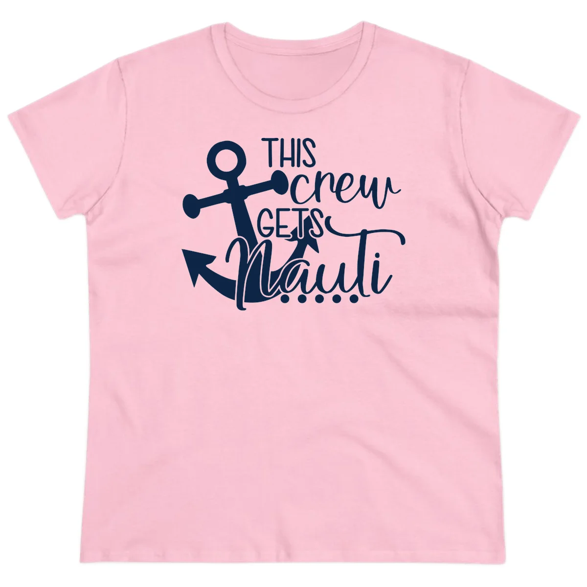 This Crew Gets Lit Anchor Design Ladies Tee in Light Pink