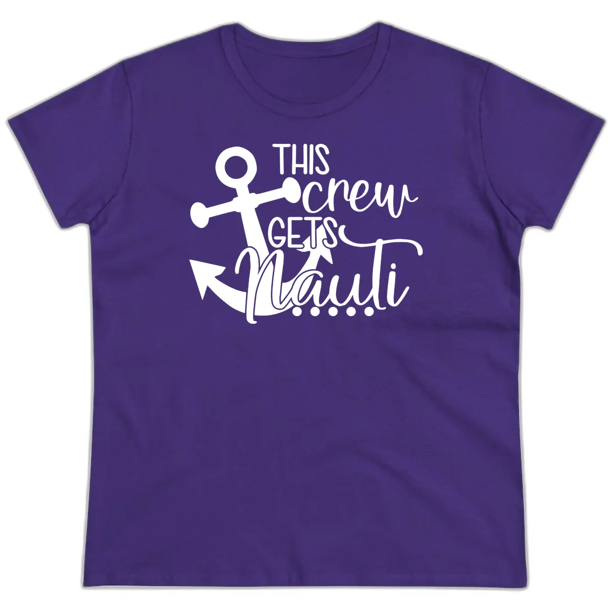 This Crew Gets Lit Anchor Design Ladies Tee in Purple