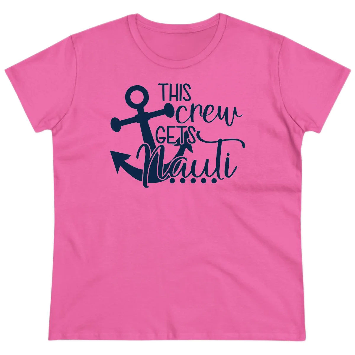 This Crew Gets Lit Anchor Design Ladies Tee in Azalea