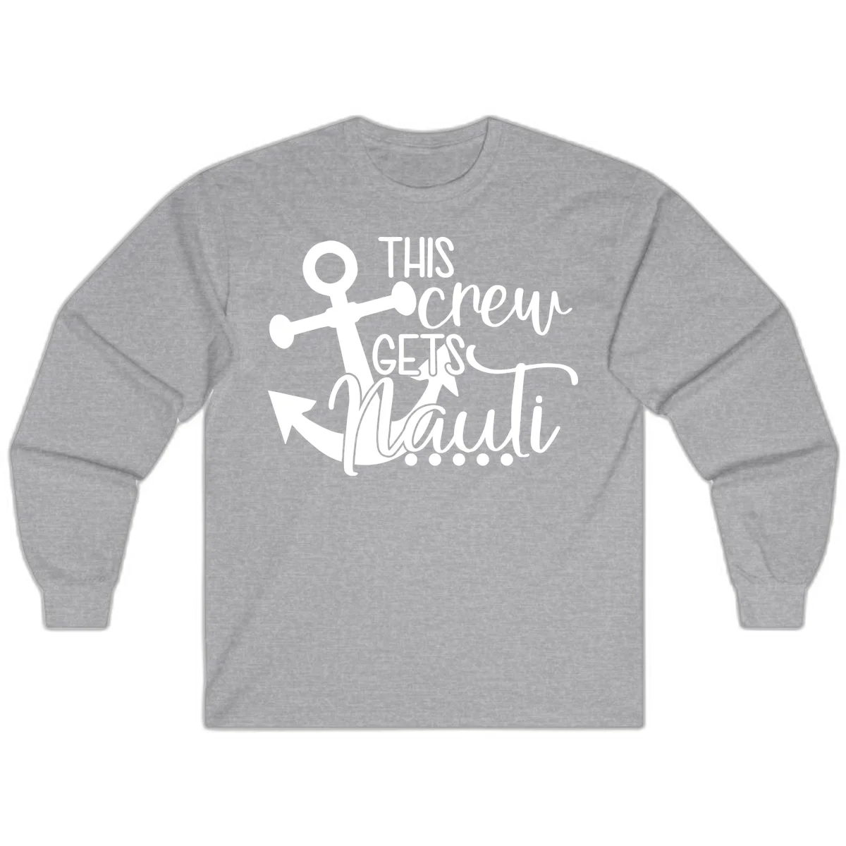 This Crew Gets Lit Anchor Design Long Sleeve in Sport Grey