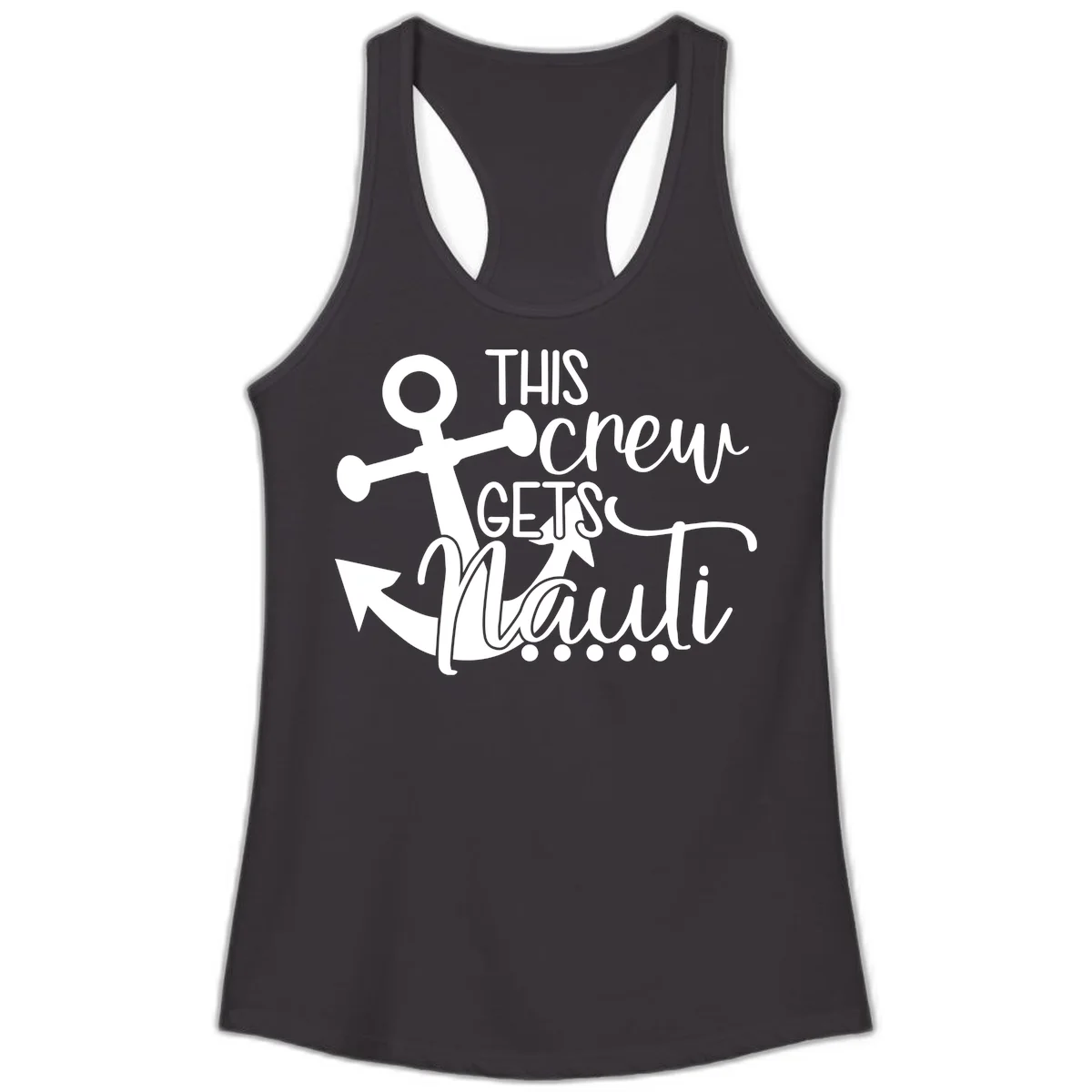This Crew Gets Lit Anchor Design Ladies Tank in Black