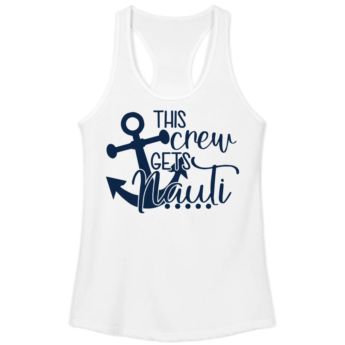 This Crew Gets Lit Anchor Design Ladies Tank in White