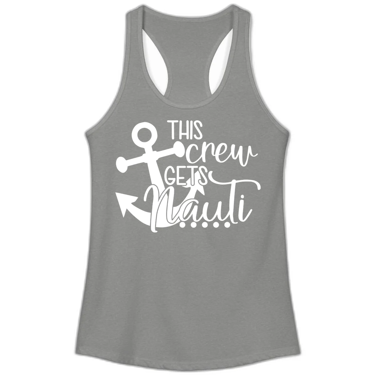 This Crew Gets Lit Anchor Design Ladies Tank in Heather Grey