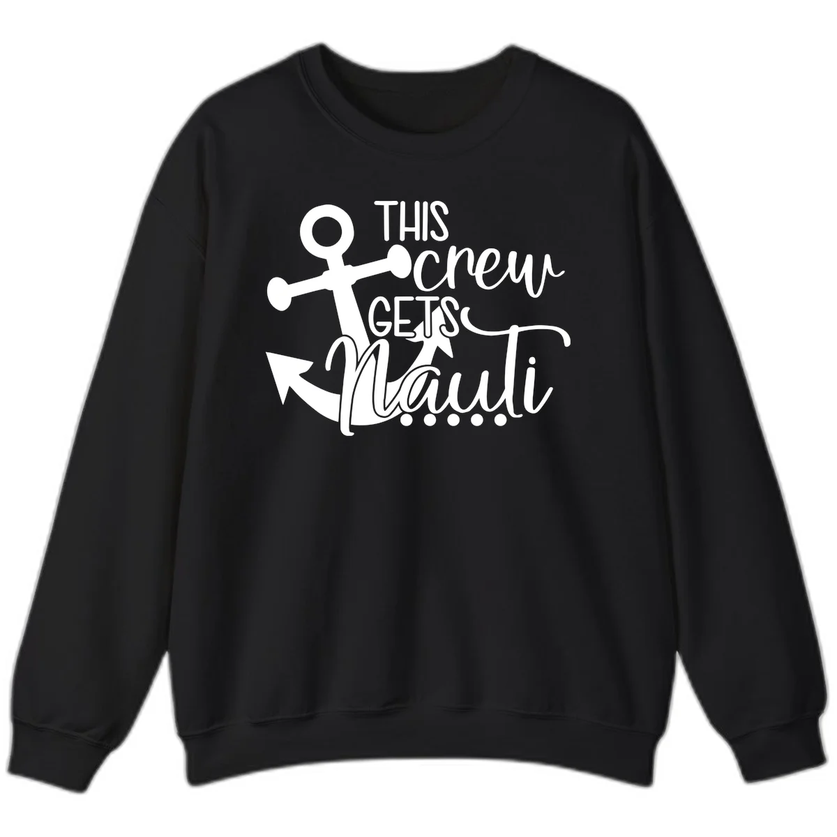 This Crew Gets Lit Anchor Design Sweatshirt in Black