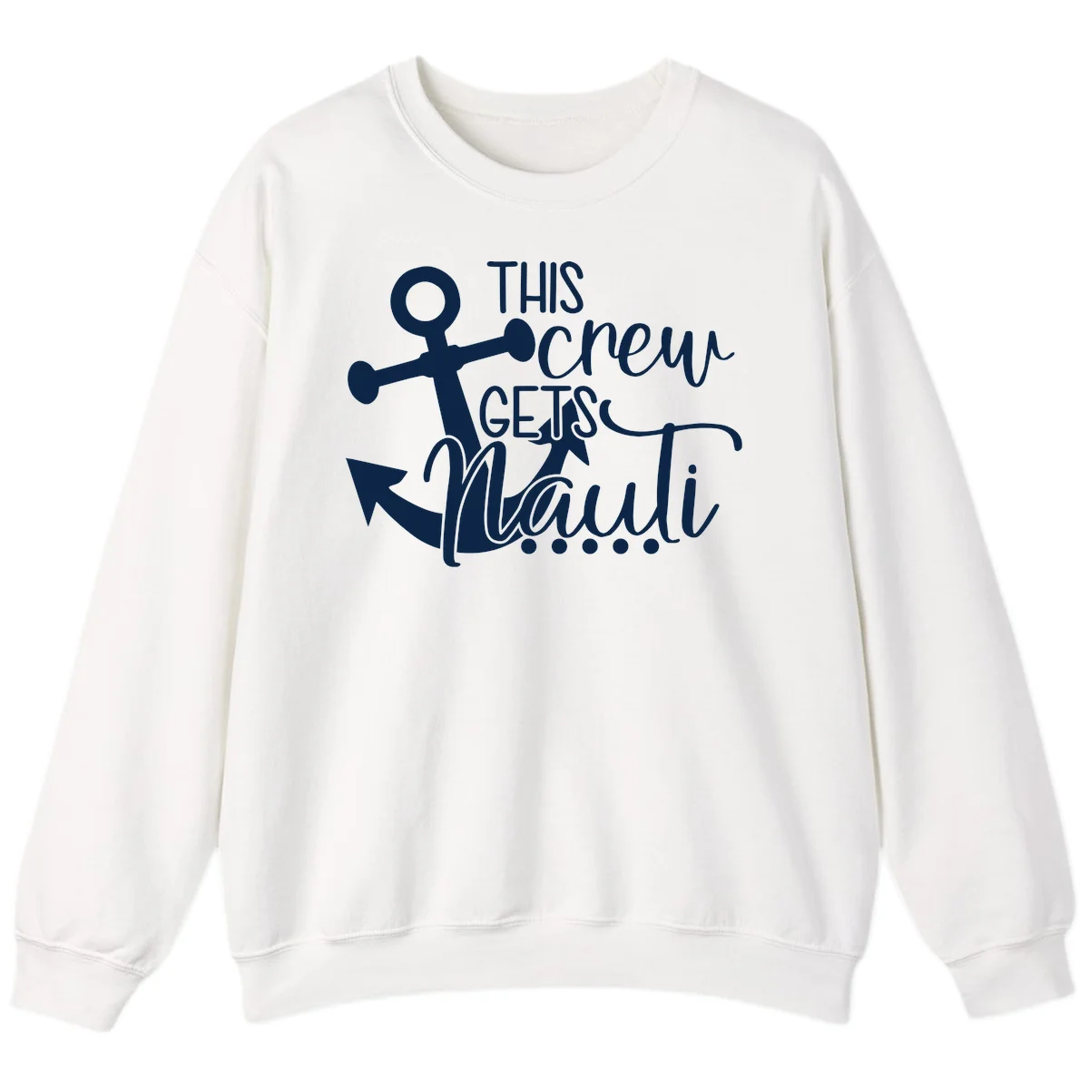This Crew Gets Lit Anchor Design Sweatshirt in White