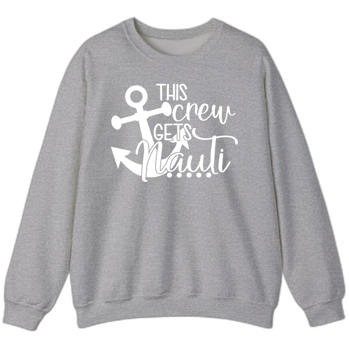 This Crew Gets Lit Anchor Design Sweatshirt in Sport Grey
