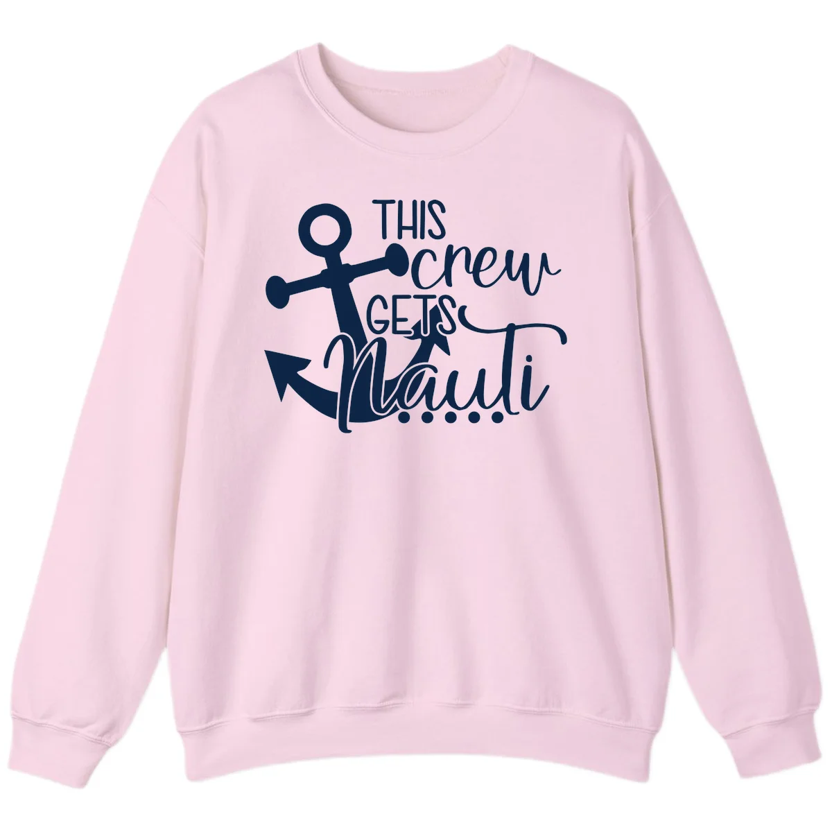 This Crew Gets Lit Anchor Design Sweatshirt in Light Pink