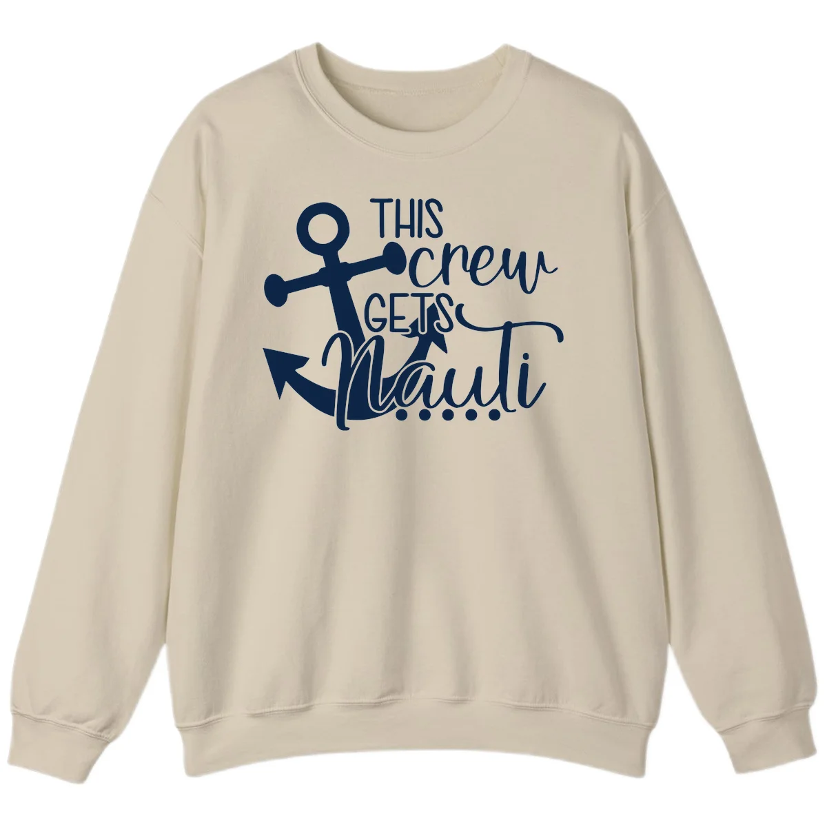 This Crew Gets Lit Anchor Design Sweatshirt in Sand