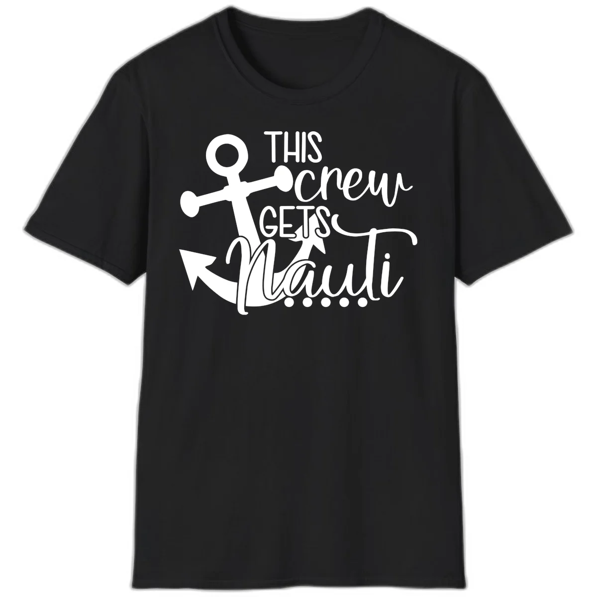 This Crew Gets Lit Anchor Design T-Shirt in Black