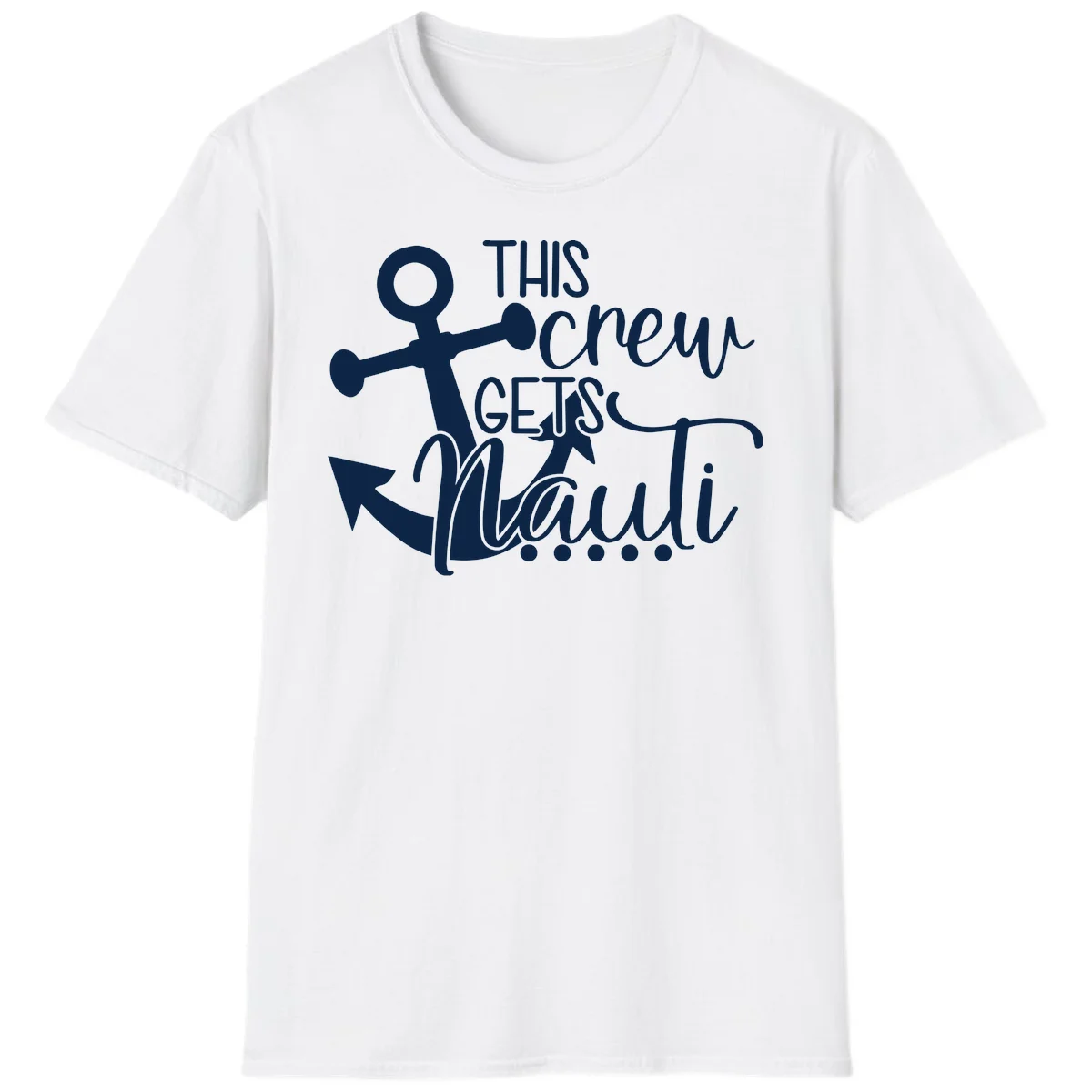This Crew Gets Lit Anchor Design T-Shirt in White