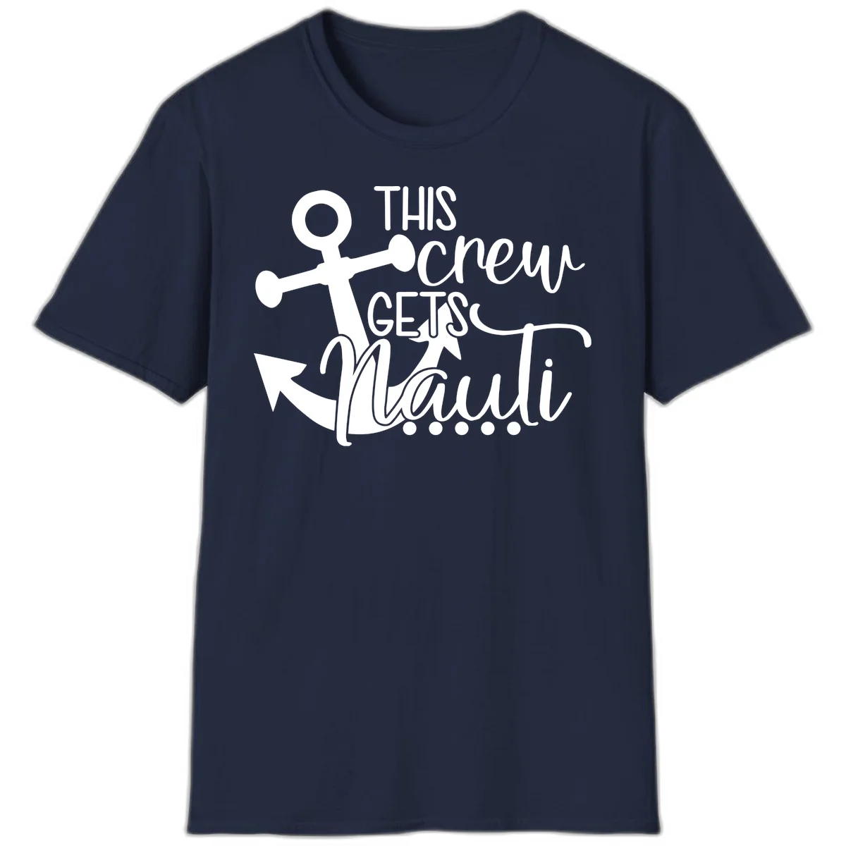 This Crew Gets Lit Anchor Design T-Shirt in Navy