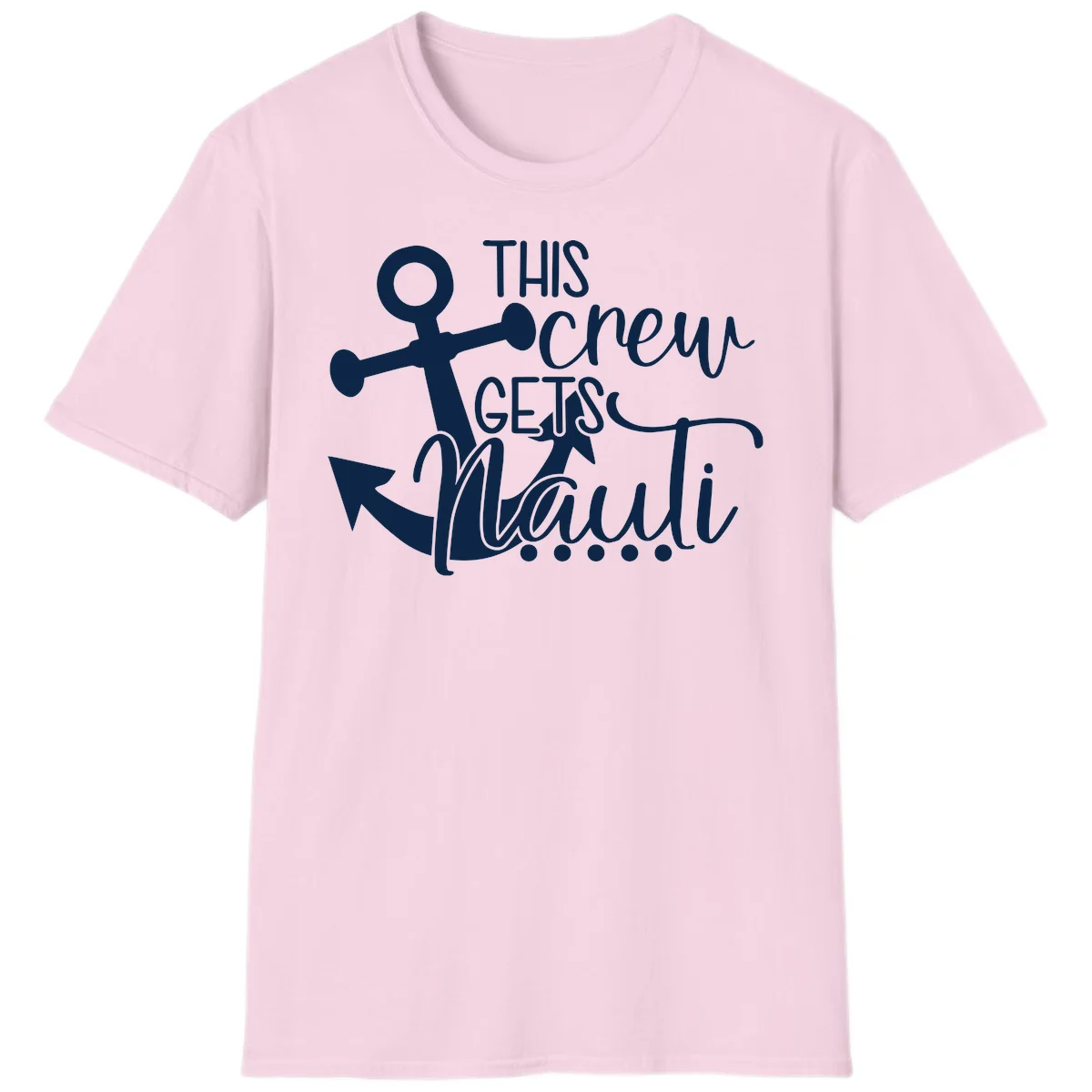 This Crew Gets Lit Anchor Design T-Shirt in Light Pink