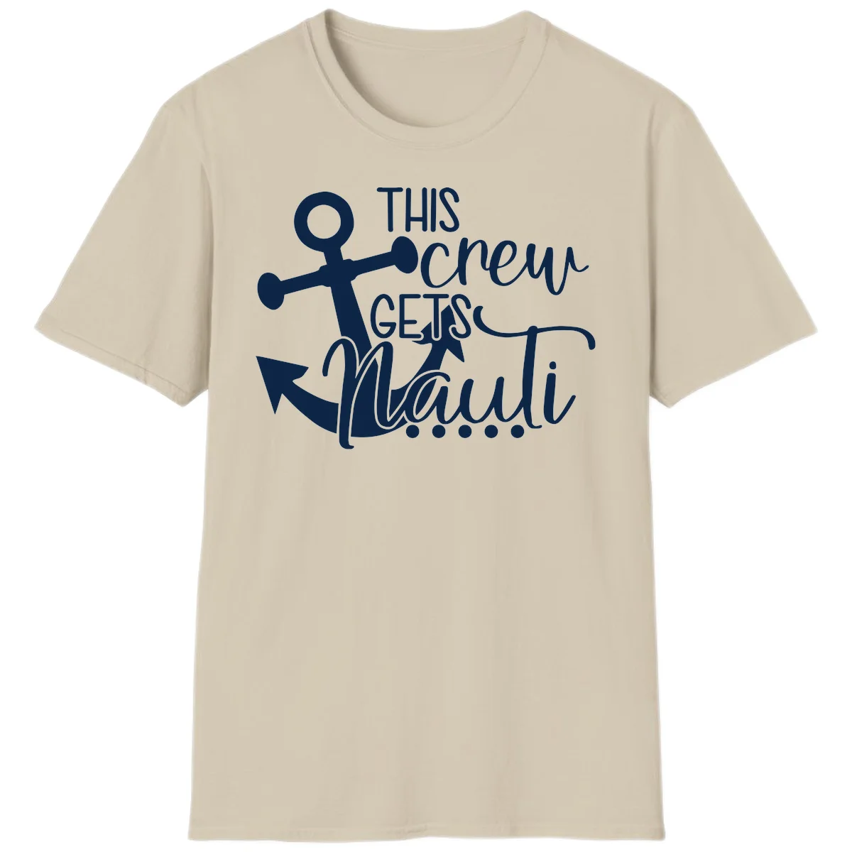 This Crew Gets Lit Anchor Design T-Shirt in Sand