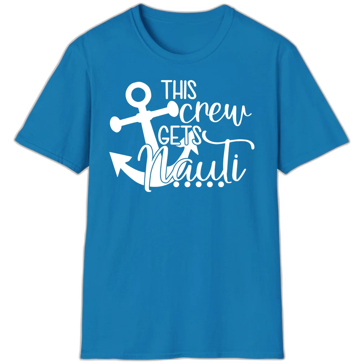 This Crew Gets Lit Anchor Design T-Shirt in Sapphire