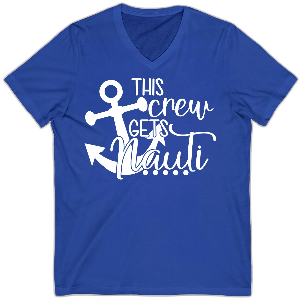 This Crew Gets Lit Anchor Design V-Neck in True Royal