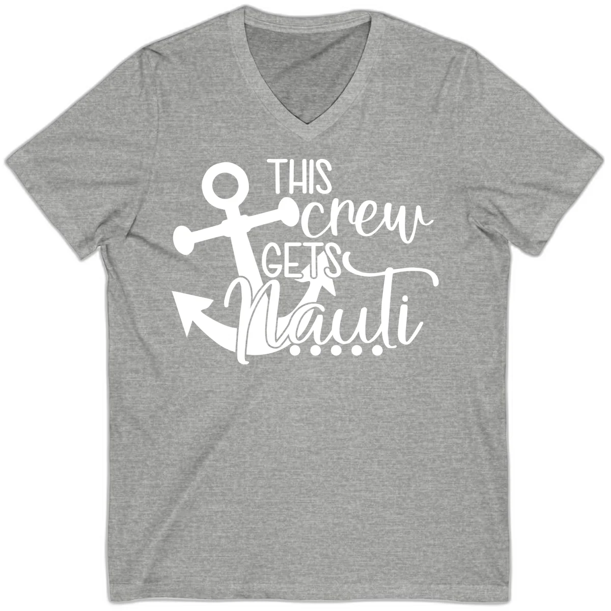 This Crew Gets Lit Anchor Design V-Neck in Athletic Heather