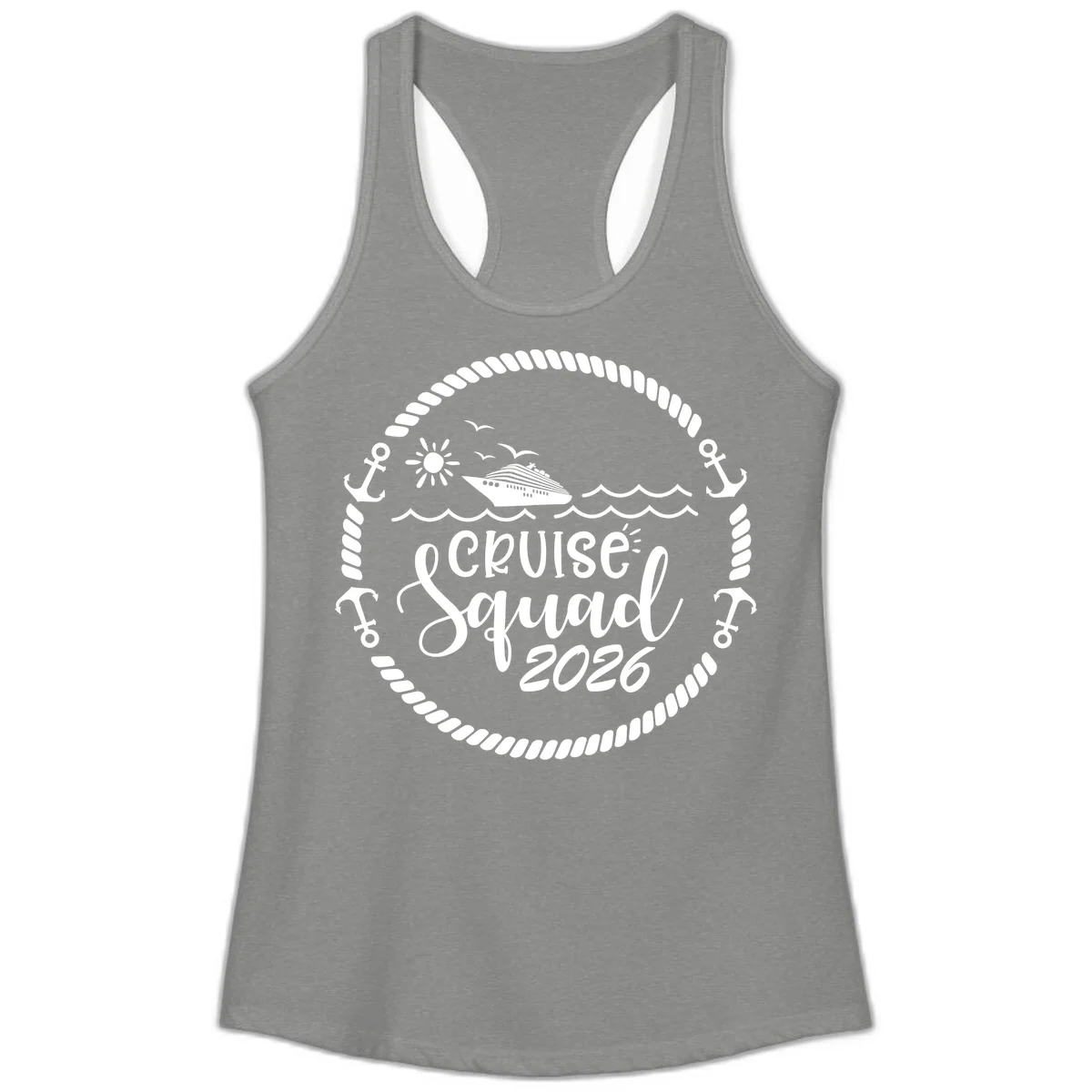 Cruise Squad 2026 Ladies Tank in Heather Grey