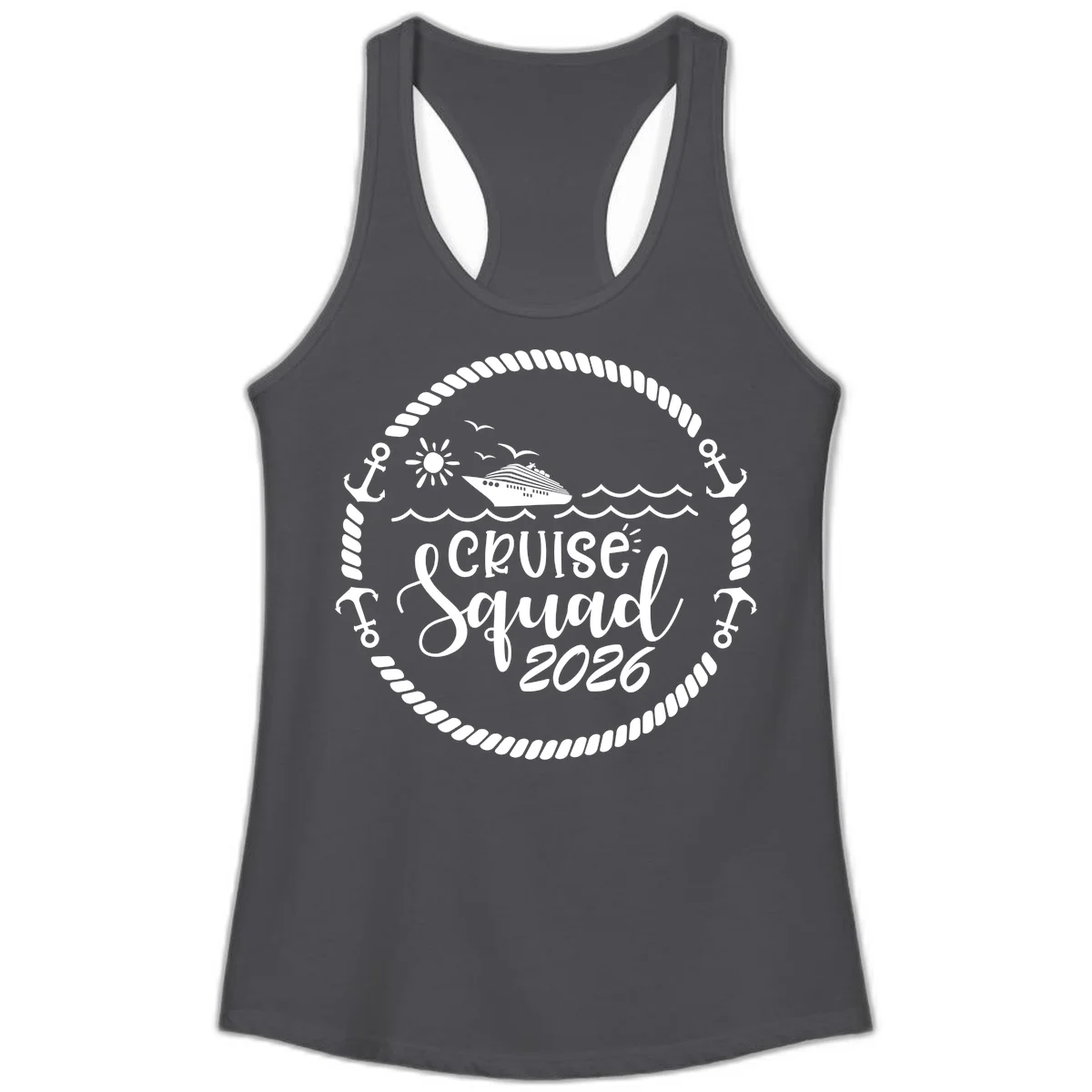 Cruise Squad 2026 Ladies Tank in Solid Dark Gray
