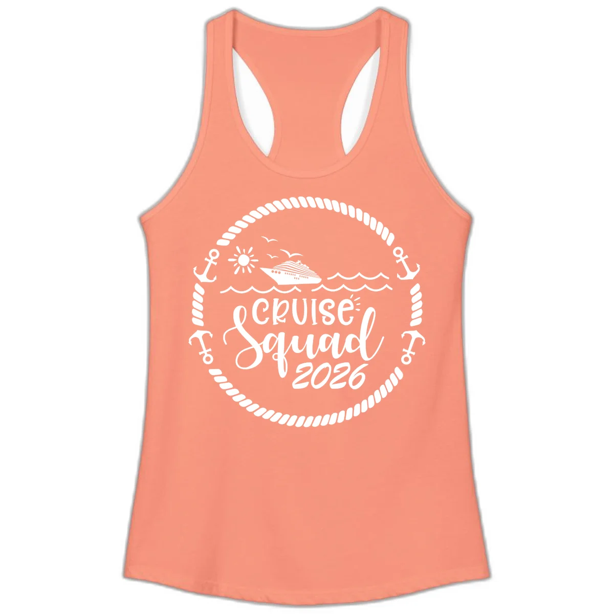 Cruise Squad 2026 Ladies Tank in Solid Light Orange