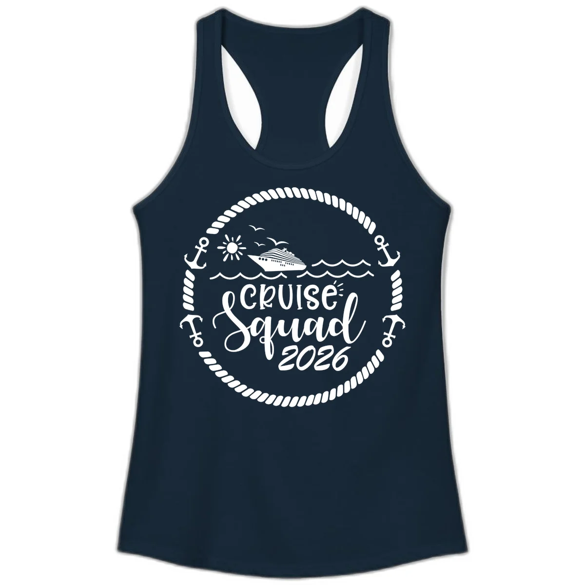 Cruise Squad 2026 Ladies Tank in Solid Midnight Navy
