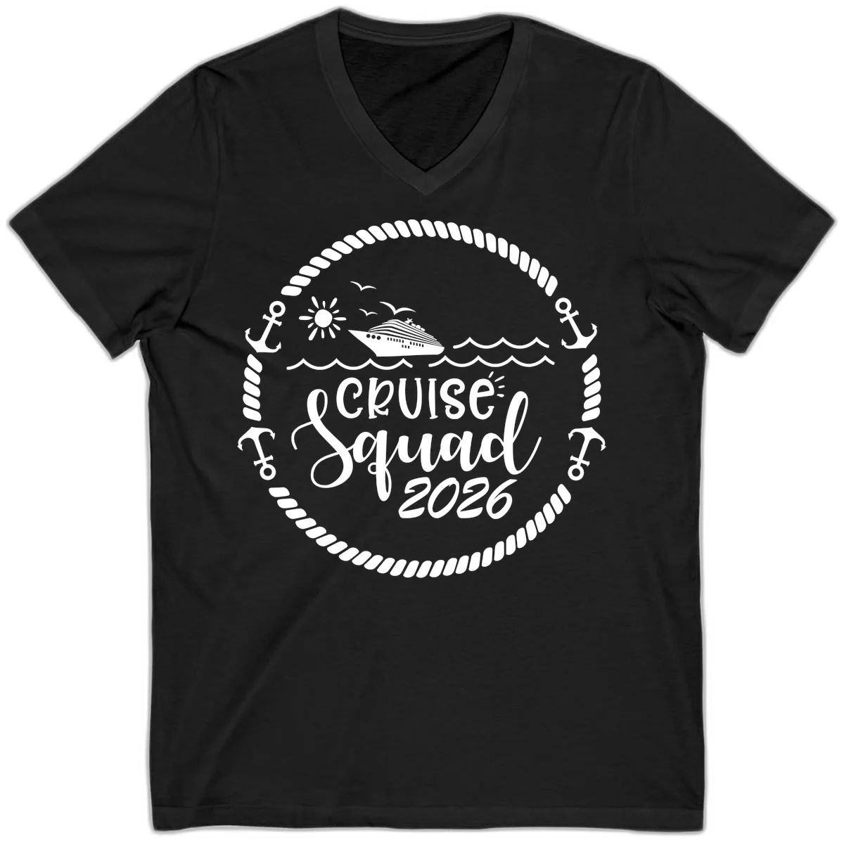 Cruise Squad 2026 V-Neck in Black