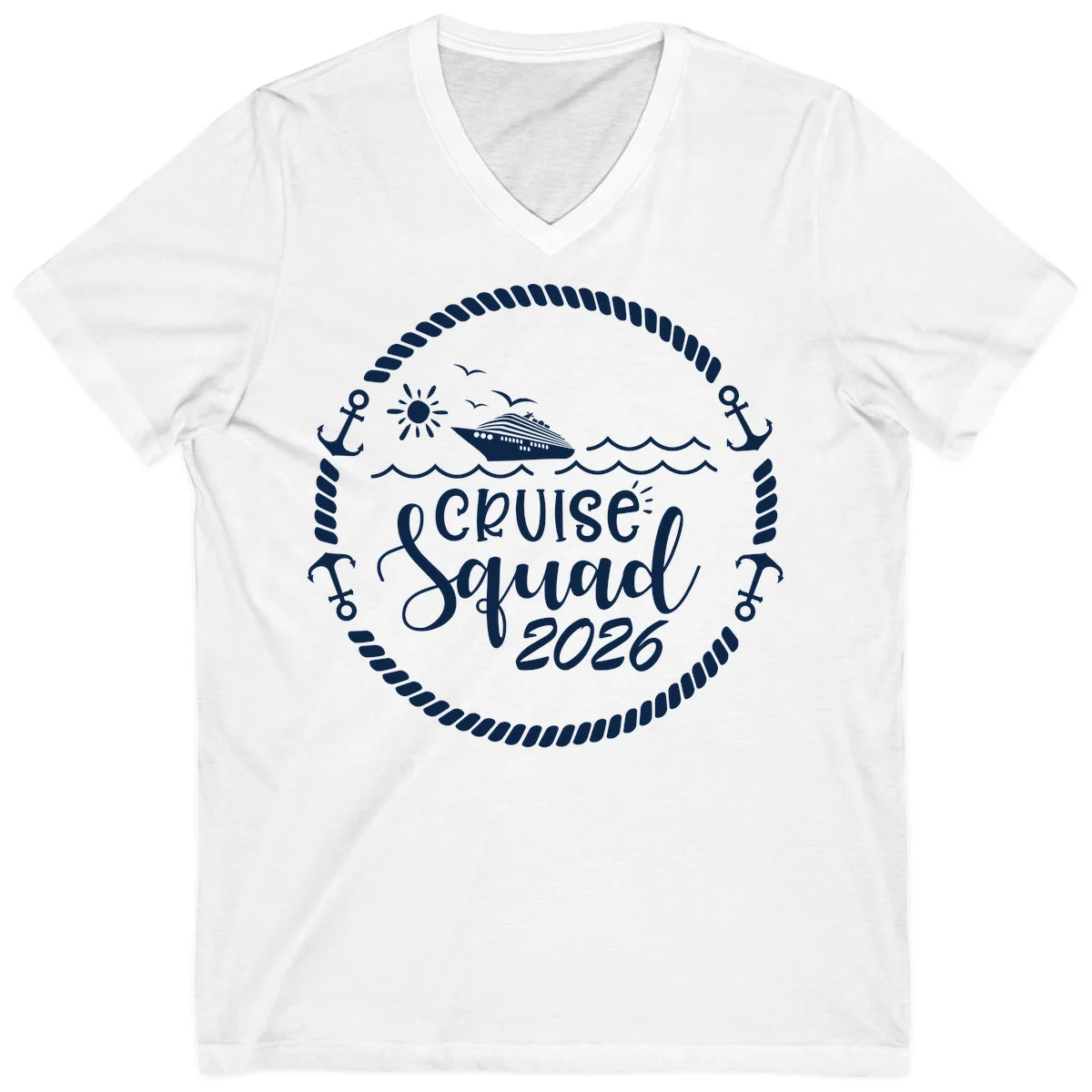 Cruise Squad 2026 V-Neck in White