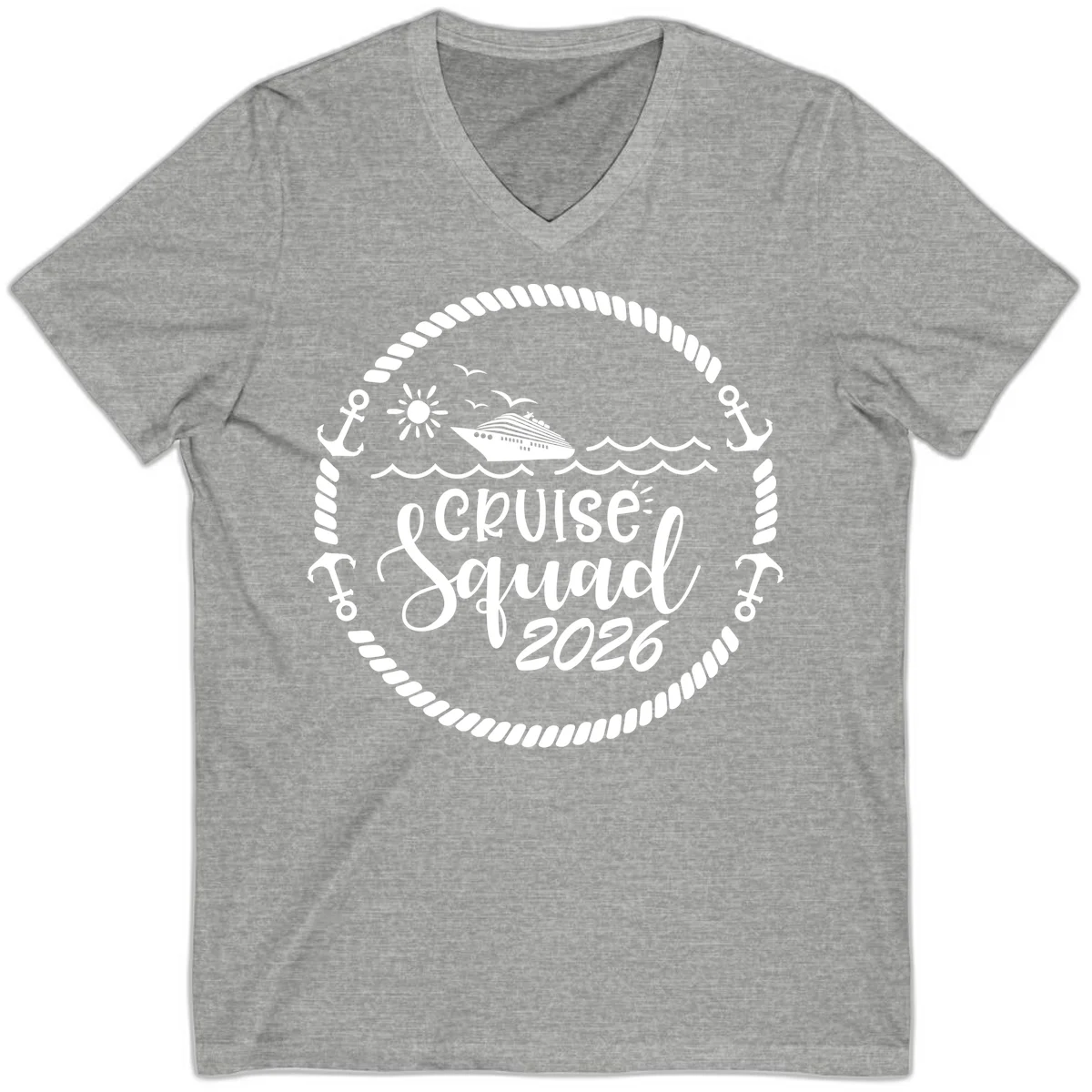 Cruise Squad 2026 V-Neck in Athletic Heather