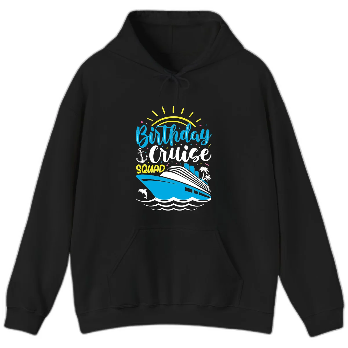 Birthday Cruise Squad Hoodie in Black