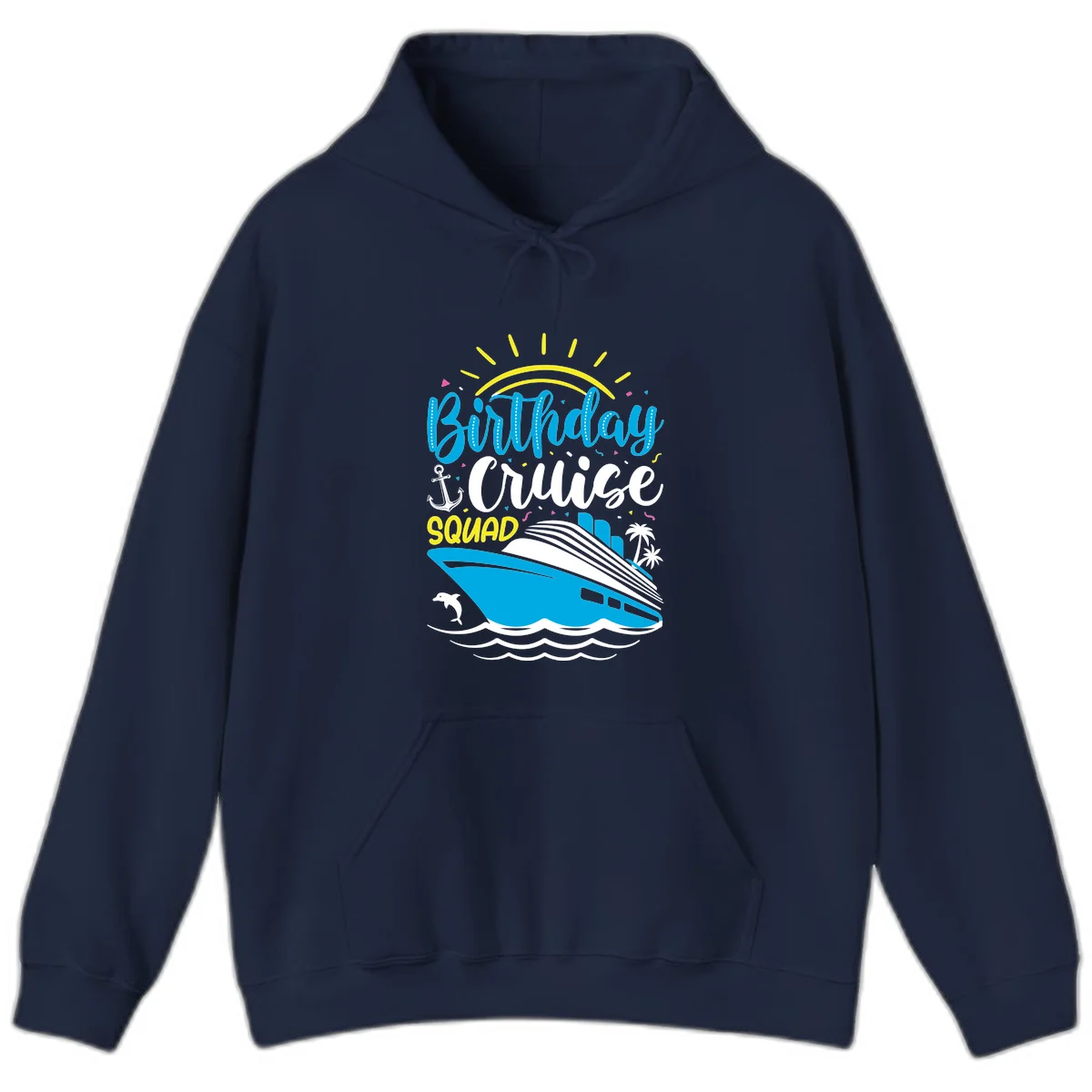 Birthday Cruise Squad Hoodie in Navy
