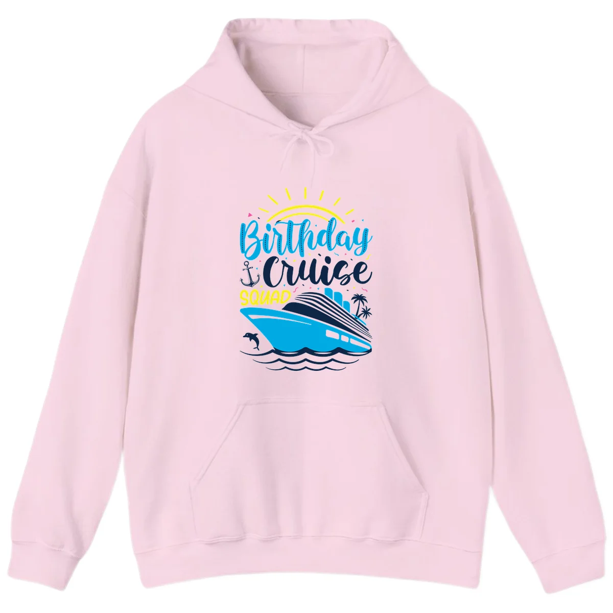 Birthday Cruise Squad Hoodie in Light Pink